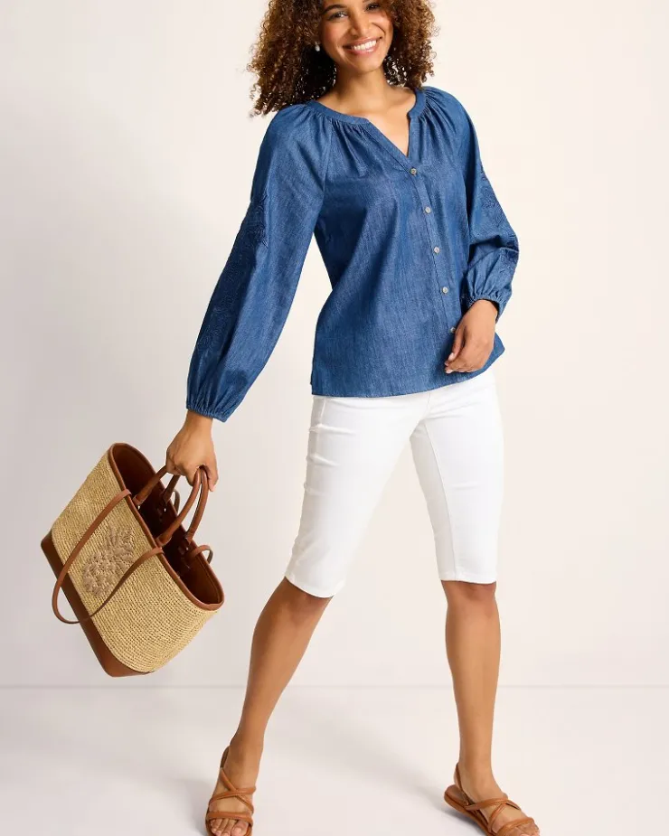 Women Tommy Bahama Tops & Shirts<Indigo Cove Embroidered Blouse