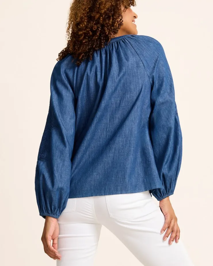 Women Tommy Bahama Tops & Shirts<Indigo Cove Embroidered Blouse