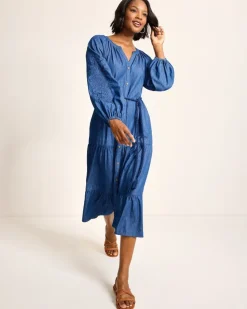 Women Tommy Bahama Dresses<Indigo Cove Embroidered Midi Dress