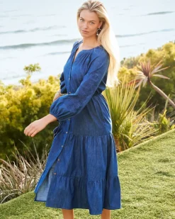 Women Tommy Bahama Dresses<Indigo Cove Embroidered Midi Dress