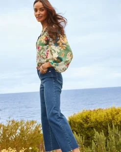 Women Tommy Bahama Pants & Crops|Jeans<Indigo Palms™ High-Rise Cropped Wide-Leg Jeans