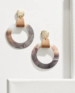 Women Tommy Bahama Jewelry<Indigo Shore Grey Shell Drop Hoop Earrings