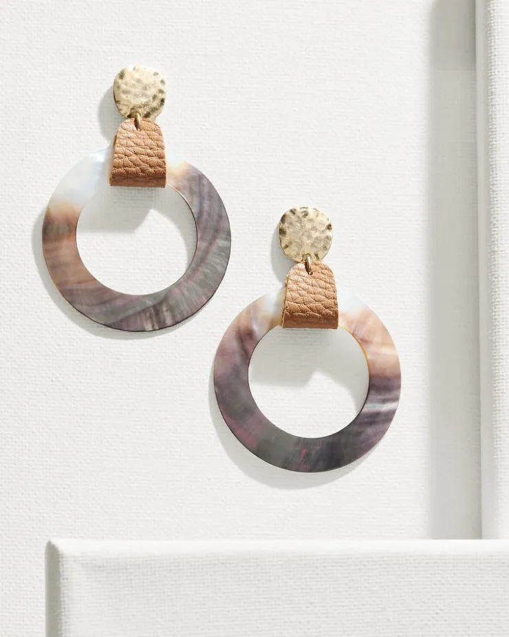 Women Tommy Bahama Jewelry<Indigo Shore Grey Shell Drop Hoop Earrings