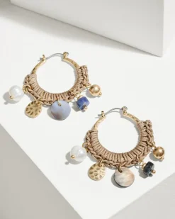 Women Tommy Bahama Jewelry<Indigo Shore Mixed Materials Charm Hoop Earrings