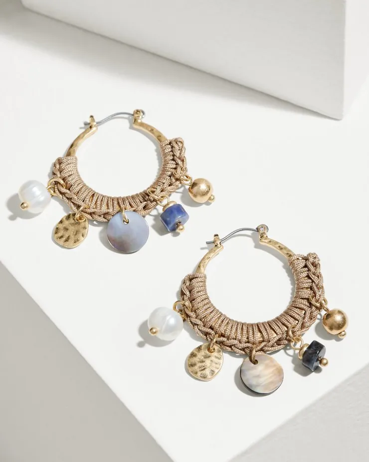 Women Tommy Bahama Jewelry<Indigo Shore Mixed Materials Charm Hoop Earrings