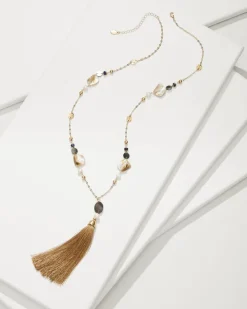 Women Tommy Bahama Jewelry<Indigo Shore Mixed Materials Tassel Necklace