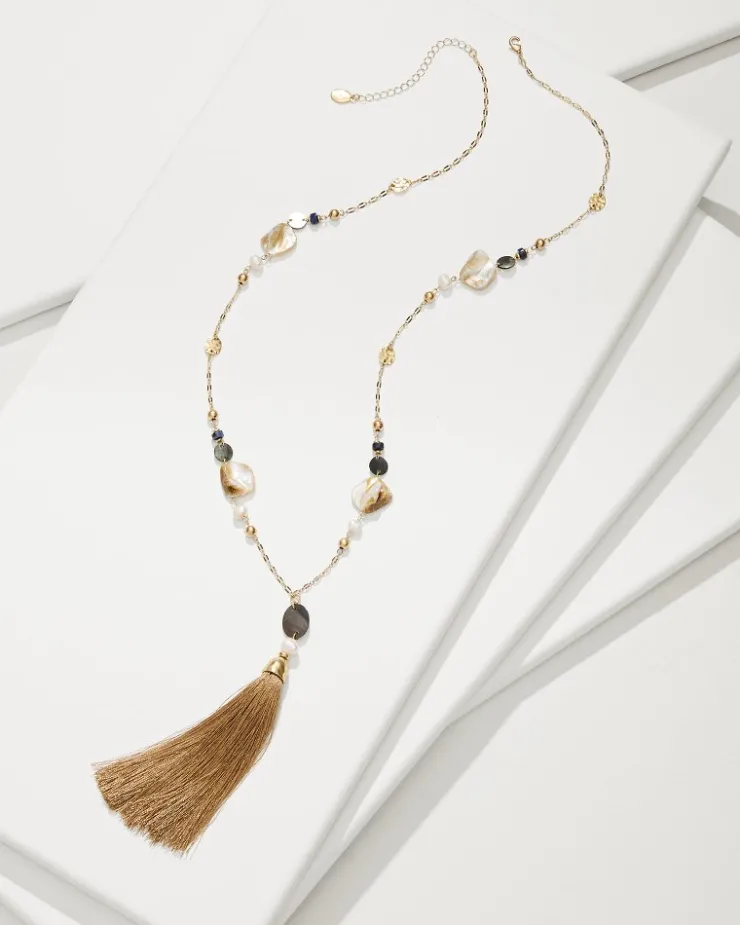 Women Tommy Bahama Jewelry<Indigo Shore Mixed Materials Tassel Necklace