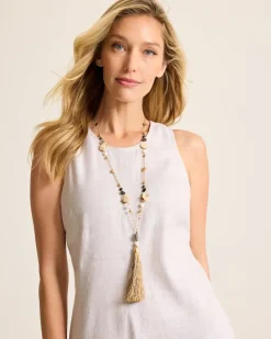 Women Tommy Bahama Jewelry<Indigo Shore Mixed Materials Tassel Necklace
