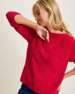Women Tommy Bahama Sweaters<Island Luna Chenille Shell Stitch Boat-Neck Sweater