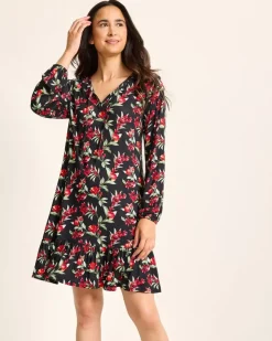 Women Tommy Bahama Sleepwear<Jersey Long-Sleeve Short Sleep Dress