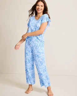 Women Tommy Bahama Sleepwear<Jersey Short Sleeve & Cropped Pants Pajama Set