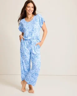 Women Tommy Bahama Sleepwear<Jersey Short Sleeve & Cropped Pants Pajama Set