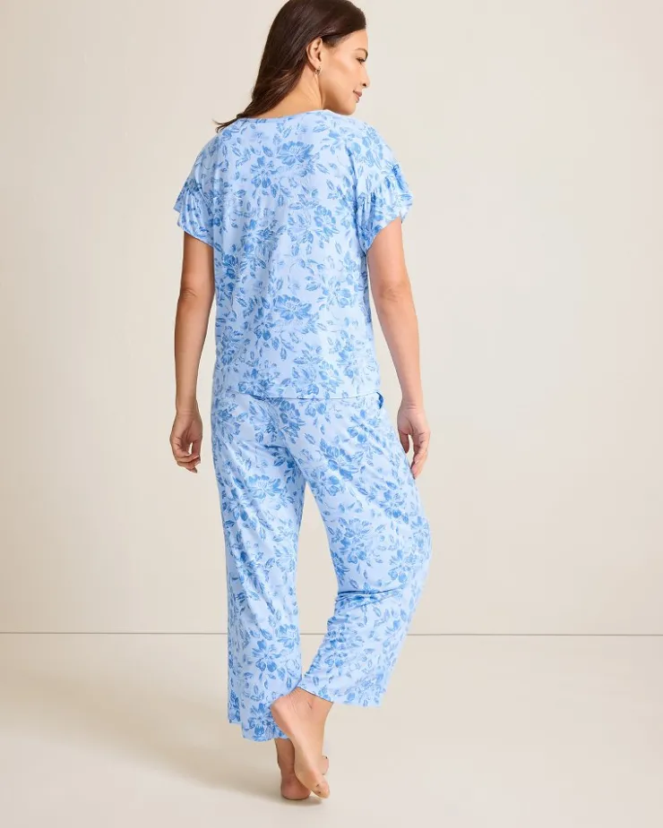 Women Tommy Bahama Sleepwear<Jersey Short Sleeve & Cropped Pants Pajama Set