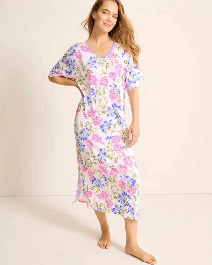 Women Tommy Bahama Sleepwear<Jersey Short-Sleeve Maxi Sleep Caftan