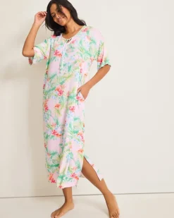 Women Tommy Bahama Sleepwear<Jersey Short-Sleeve Maxi Sleep Caftan
