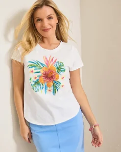 Women Tommy Bahama Tops & Shirts<Jewel of the Jungle Embellished Lux T-Shirt