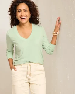 Women Tommy Bahama Loungewear|Tops & Shirts<Kauai Jersey Long-Sleeve V-Neck T-Shirt