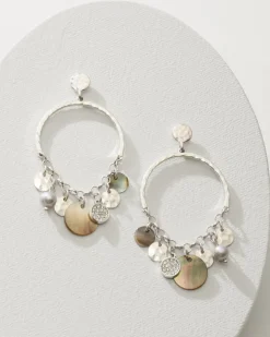 Women Tommy Bahama Jewelry<Marco Island Shell and Mother of Pearl Drop Hoop Earrings