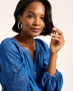 Women Tommy Bahama Jewelry<Marco Island Textured Disc Hoop Earrings