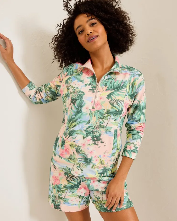 Women Tommy Bahama Loungewear|Sweaters<Marina Del Mar Ocean Vida Half-Zip Sweatshirt