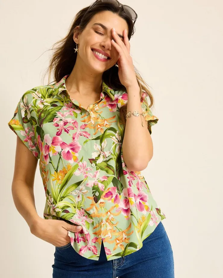 Women Tommy Bahama Tops & Shirts<Orchid Bay Silk Camp Shirt