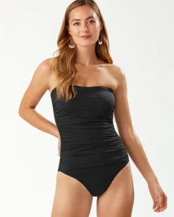 Women Tommy Bahama One-Piece Suits<Pearl Shirred Bandeau One-Piece Swimsuit