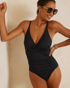 Women Tommy Bahama One-Piece Suits<Pearl Wrap-Front One-Piece Swimsuit