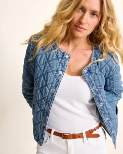 Women Tommy Bahama Jackets<Quilted Cropped Denim Jacket