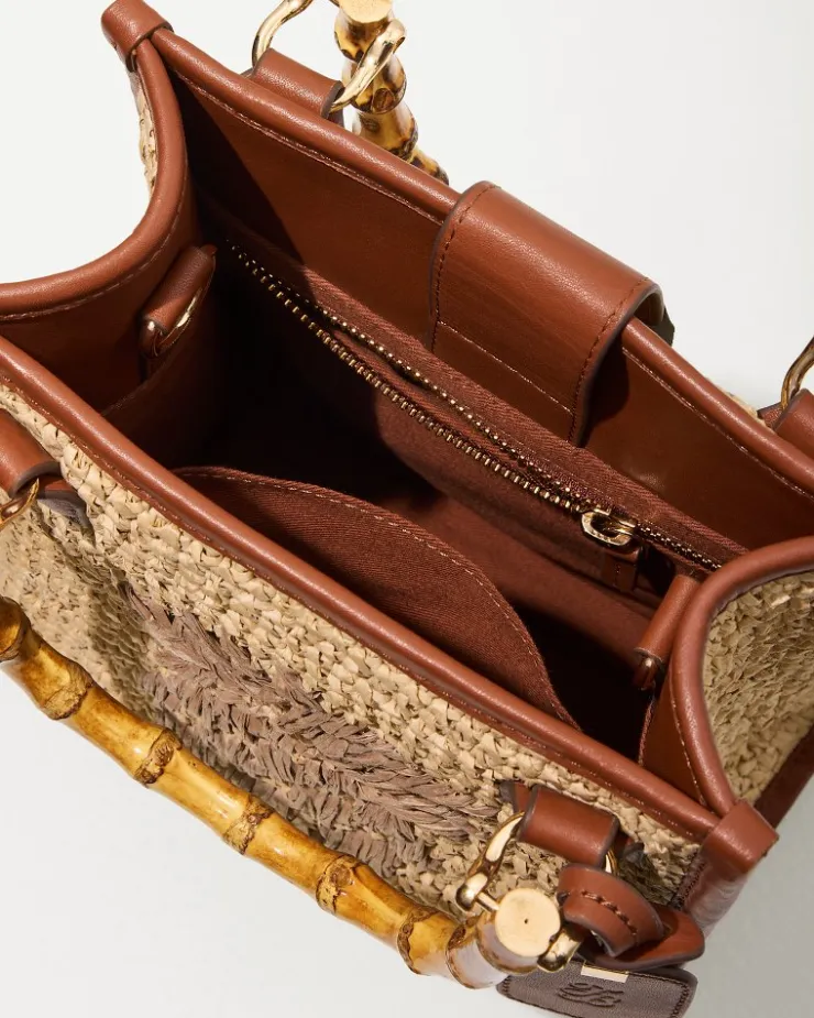 Women Tommy Bahama Handbags & Clutches<Raffia & Leather Bamboo Mini Tote