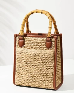 Women Tommy Bahama Handbags & Clutches<Raffia & Leather Bamboo Mini Tote