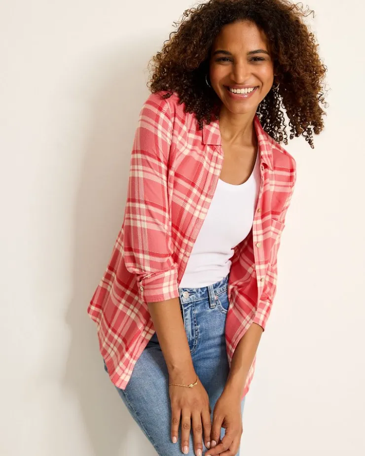 Women Tommy Bahama Tops & Shirts<Seabed Sands Flannel Shirt
