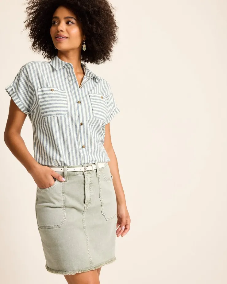 Women Tommy Bahama Tops & Shirts<Seaway Stripe Coastal Twill Shirt