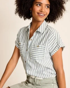 Women Tommy Bahama Tops & Shirts<Seaway Stripe Coastal Twill Shirt