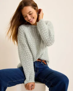 Women Tommy Bahama Sweaters<Shimmer Cable Boat-Neck Sweater