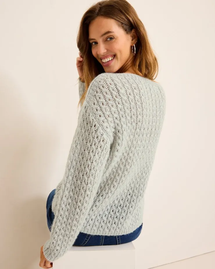 Women Tommy Bahama Sweaters<Shimmer Cable Boat-Neck Sweater