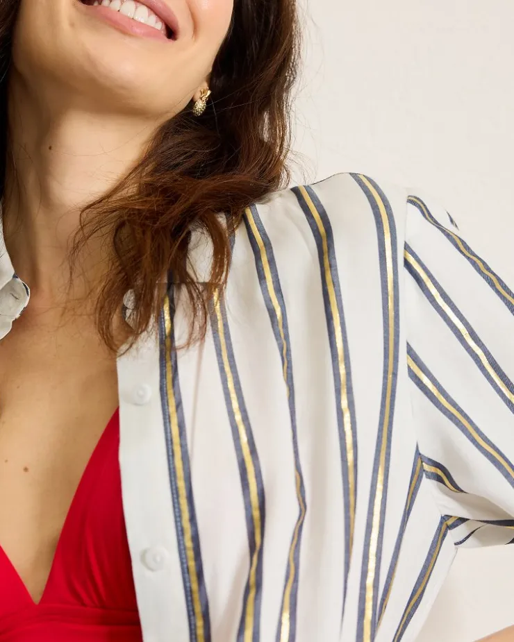 Women Tommy Bahama Beach Coverups<Shimmer Stripe Beach Shirt