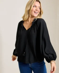 Women Tommy Bahama Tops & Shirts<Silky Seas Smocked Peasant Top