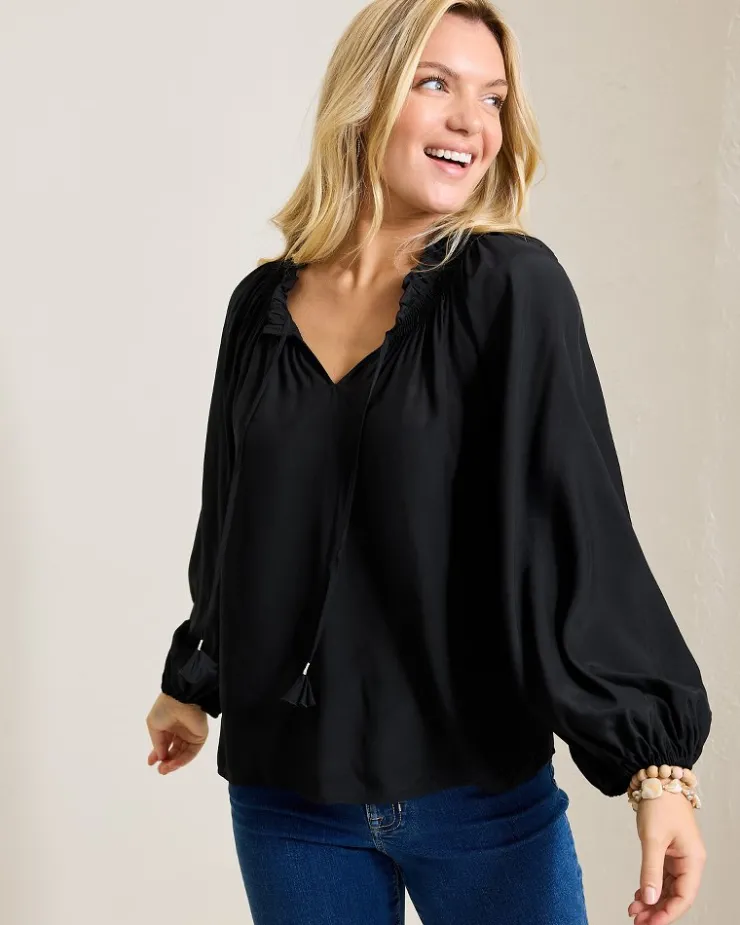 Women Tommy Bahama Tops & Shirts<Silky Seas Smocked Peasant Top