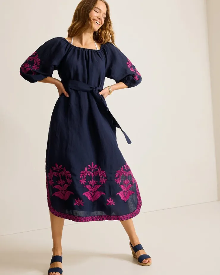 Women Tommy Bahama Beach Coverups|Dresses<St. Lucia Embroidered Linen-Blend Coverup Dress