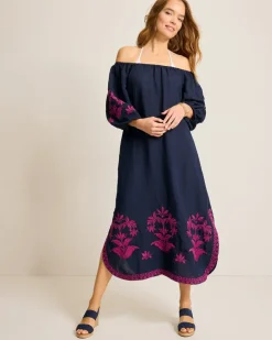Women Tommy Bahama Beach Coverups|Dresses<St. Lucia Embroidered Linen-Blend Coverup Dress