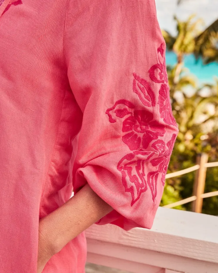 Women Tommy Bahama Beach Coverups|Dresses<St. Lucia Linen-Blend Embroidered Coverup Dress