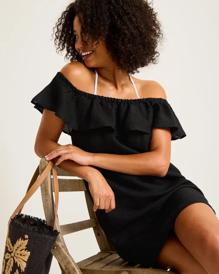 Women Tommy Bahama Beach Coverups|Dresses<St. Lucia Linen-Blend Off-the-Shoulder Coverup Dress