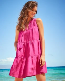 Women Tommy Bahama Beach Coverups|Dresses<St. Lucia Linen-Blend Tiered Coverup Dress
