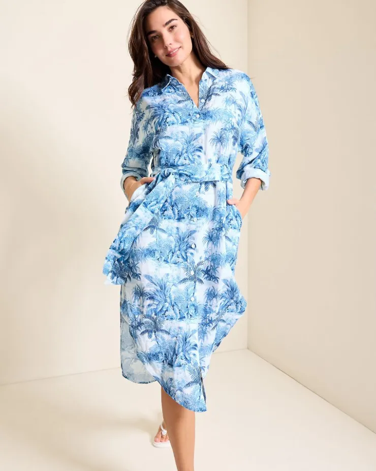 Women Tommy Bahama Beach Coverups|Dresses<St. Lucia Linen-Blend Toile Coverup Shirt Dress