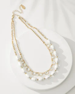 Women Tommy Bahama Jewelry<Tidal Treasure Baroque Pearl and Stone Layered Necklace