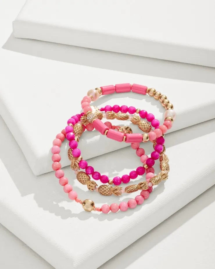 Women Tommy Bahama Jewelry<Tropical Blooms Pineapple Beaded Stretch Bracelet Set