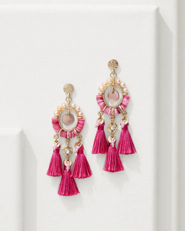 Women Tommy Bahama Jewelry<Tropical Blooms Tassel Shell Statement Earrings