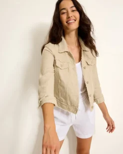 Women Tommy Bahama Jackets<Two Palms Linen Raw-Edge Jacket