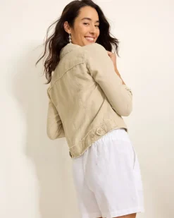 Women Tommy Bahama Jackets<Two Palms Linen Raw-Edge Jacket