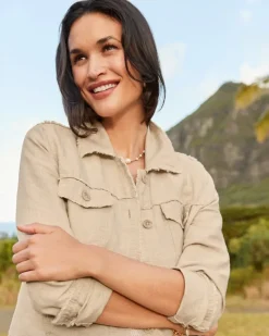Women Tommy Bahama Jackets<Two Palms Linen Raw-Edge Jacket